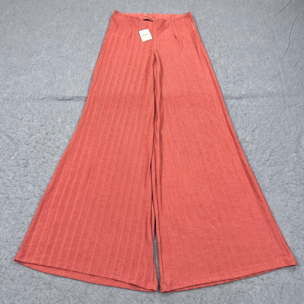 NEW Free People Pants Women's Small Pink Stripe Wide Leg Flare Lightweight Flowy